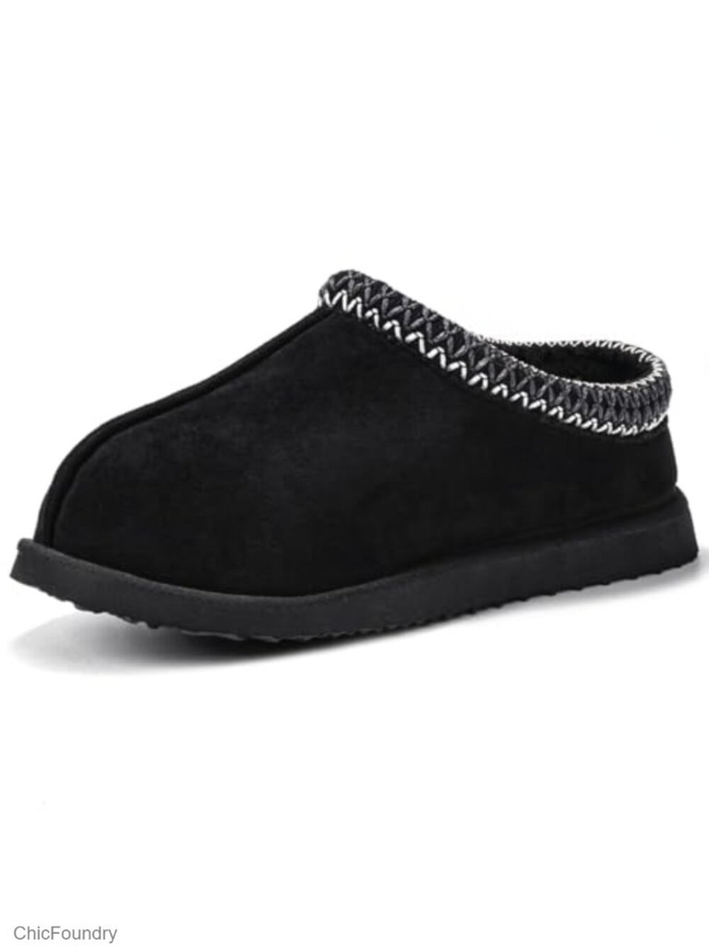 Faux Suede Fuzzy Slippers with Faux Fur Lining & Memory Foam